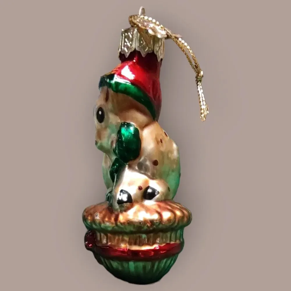 Santa Doe Deer Christmas Ornament Hand Blown Glass Thomas Pacconi Classics 2002